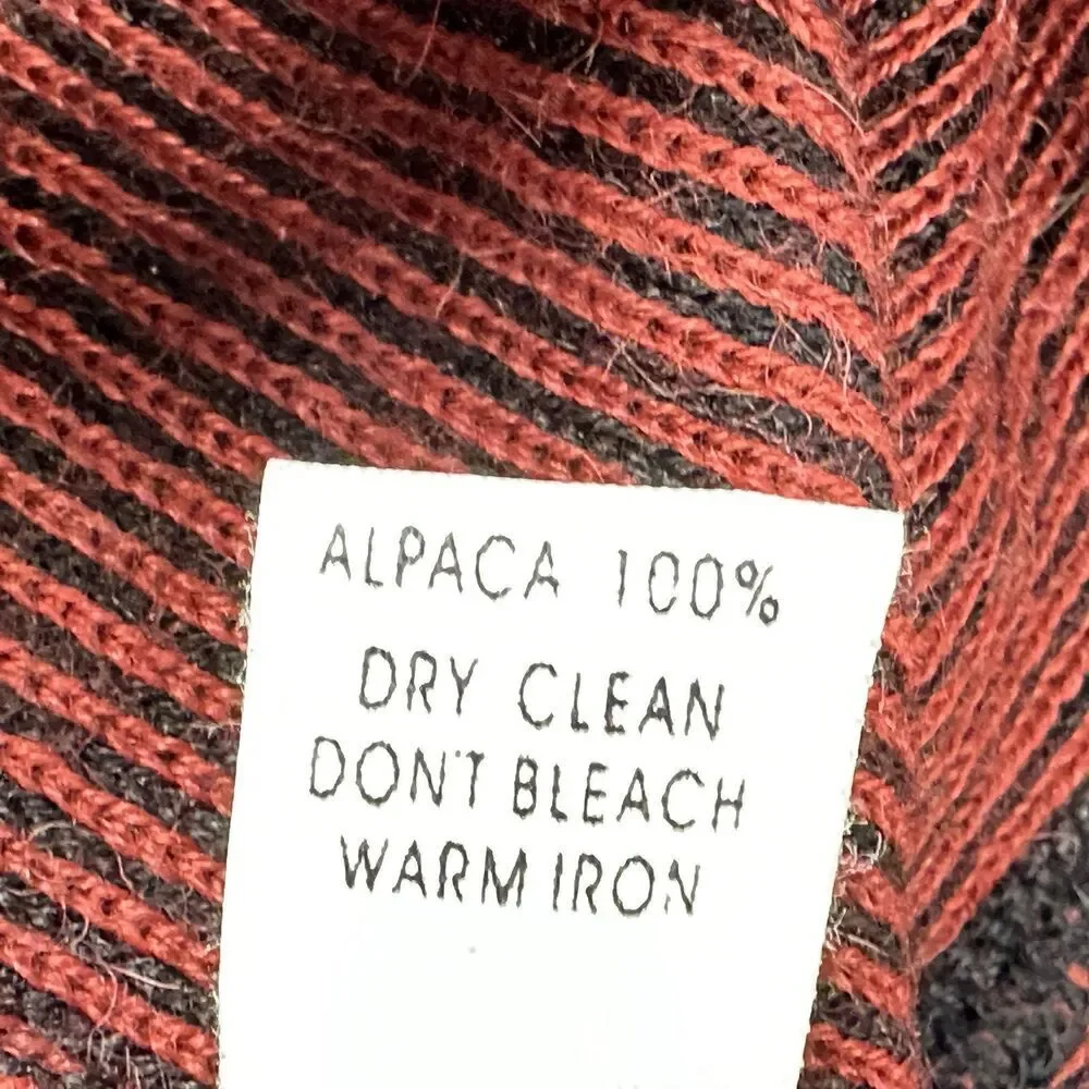 Caamano Sweater Womens L Alpaca Floral Embroidered Full Zip Cardigan Terracotta